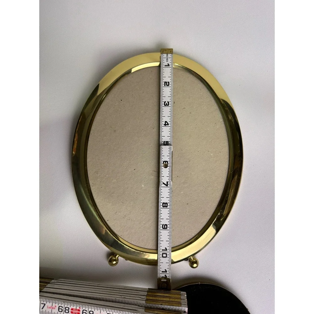 Vintage Solid Brass Oval Picture Frames Set of 2 Tabletop Standing Decor